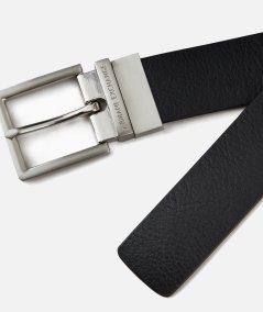 Leather belt with rectangular buckle