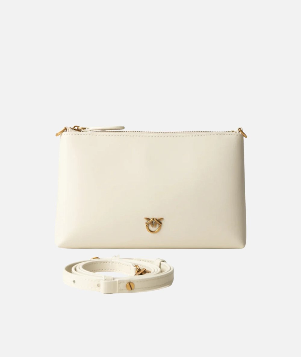 Borsa Tracolla Piatta in Pelle con Logo Love Birds