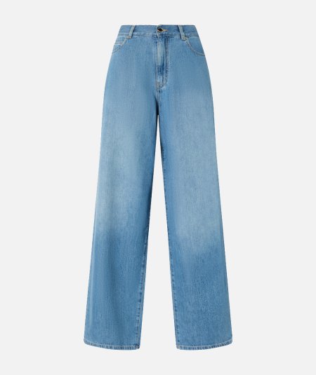 Jeans palazzo in denim medio chiaro