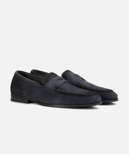 Mocassino in suede blu