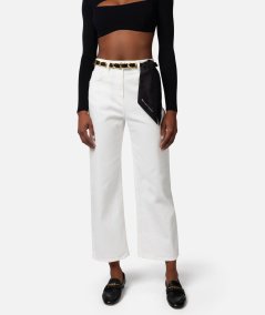 Cropped palazzo jeans with black belt