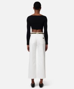 Cropped palazzo jeans with black belt
