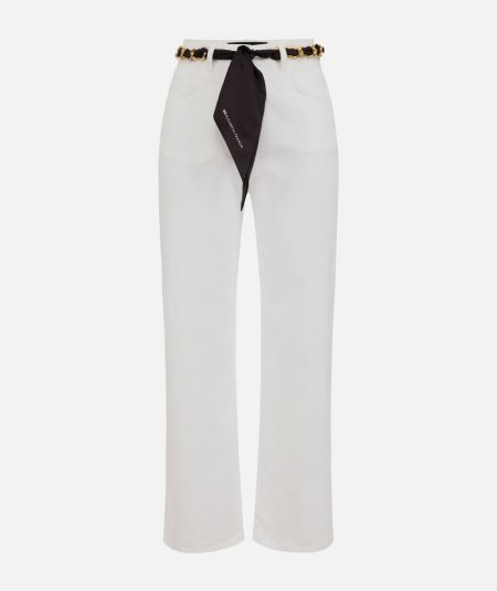 Jeans cropped a palazzo con cintura nera