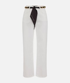 Cropped palazzo jeans with black belt