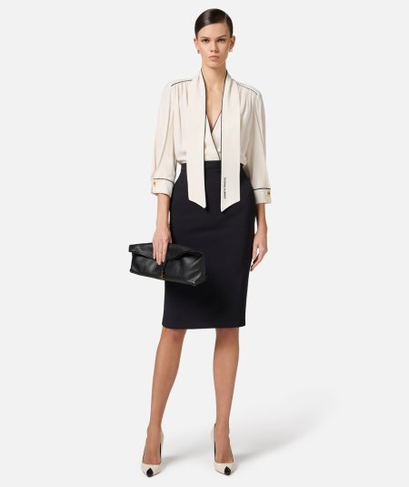 Abito in georgette e crêpe con piping - Duepistudio ***** Abbigliamento, Accessori e Calzature | Uomo - Donna