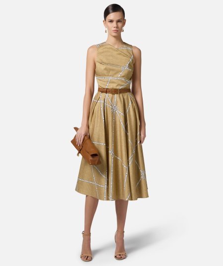 Abito in cotone con stampa rafia e nastro - Duepistudio ***** Abbigliamento, Accessori e Calzature | Uomo - Donna