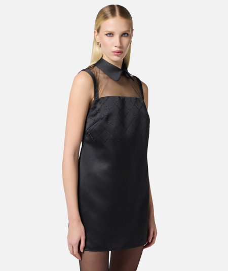 Abito in duchesse e tulle con strass