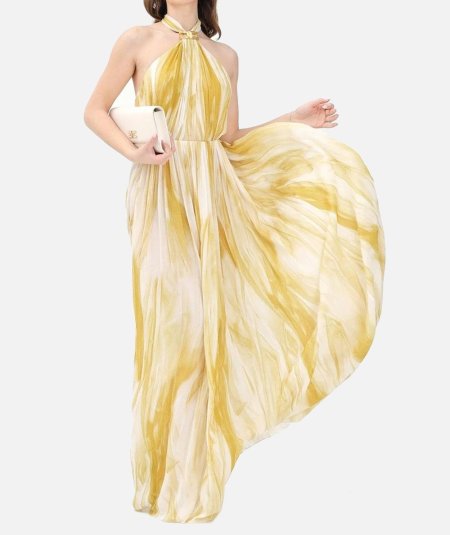 Abito Red Carpet in viscosa con stampa tulle