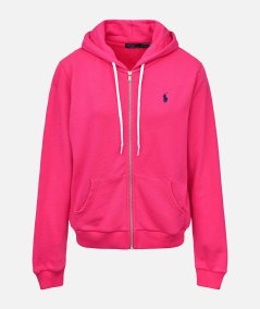 Felpa con cappuccio e zip in pile di cotone