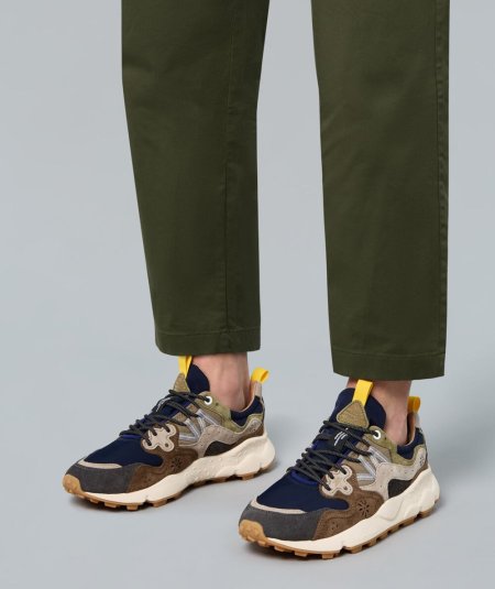 Sneakers in suede e tessuto tecnico