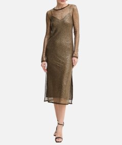 Abito midi rete paillettes
