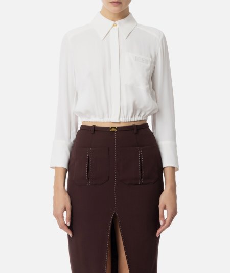 Cropped georgette shirt with elastic - Duepistudio ***** Abbigliamento, Accessori e Calzature | Uomo - Donna