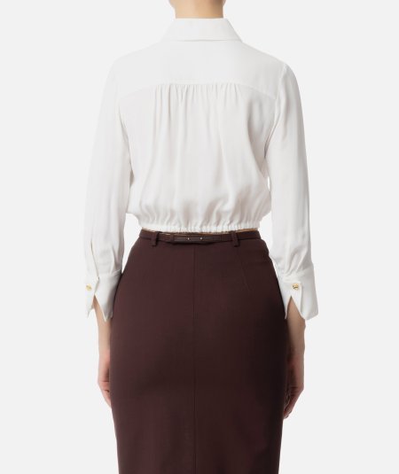 Cropped georgette shirt with elastic