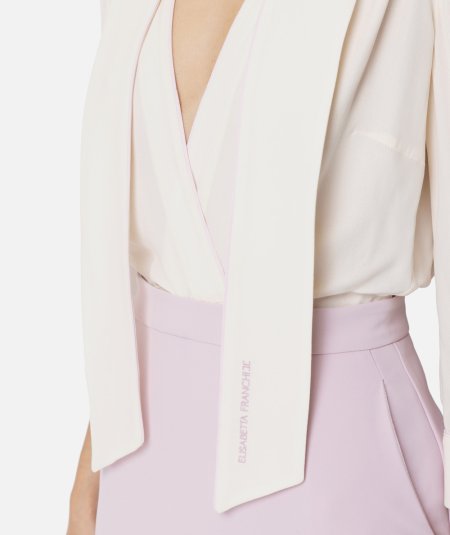 Georgette and crepe dress with piping