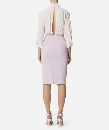 Georgette and crepe dress with piping