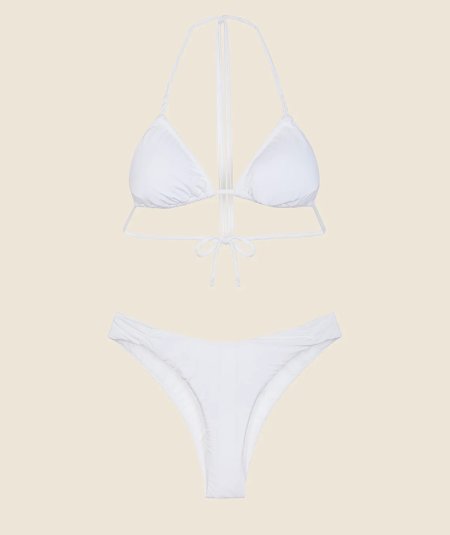 Costume da bagno triangolo con slip americano fisso bianco