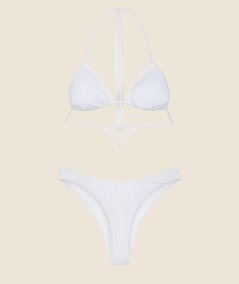 Costume da bagno triangolo con slip americano fisso bianco