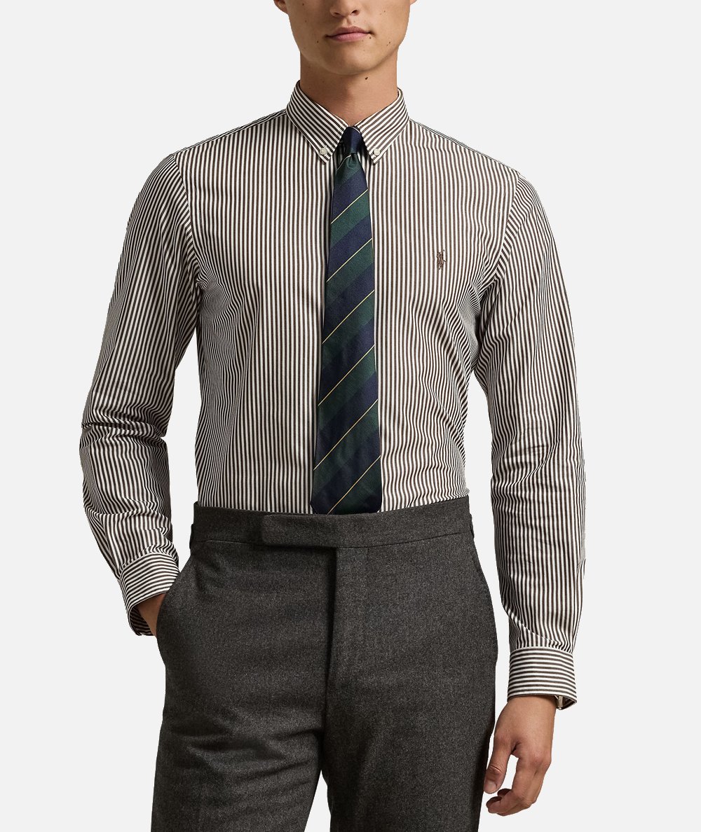 Slim-fit shirt in striped stretch poplin