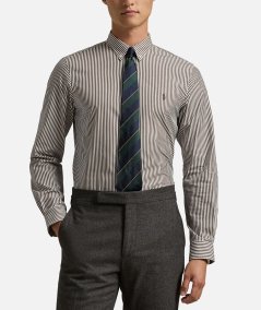 Slim-fit shirt in striped stretch poplin