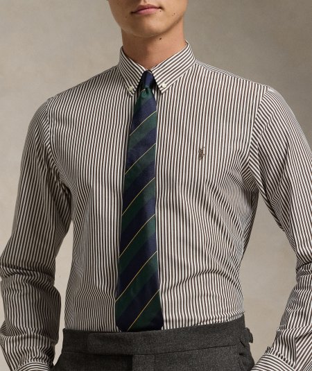 Slim-fit shirt in striped stretch poplin