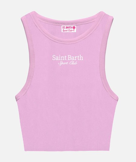 Canotta corta da donna in cotone a coste con ricamo Saint Barth Sport Club - Duepistudio ***** Abbigliamento, Accessori e Calzature | Uomo - Donna