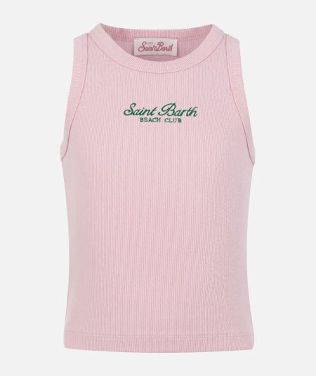 Top corto in maglia a coste rosa con ricamo - Duepistudio ***** Abbigliamento, Accessori e Calzature | Uomo - Donna
