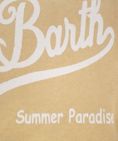 Borsa a spalla Vanity in canvas di cotone beige