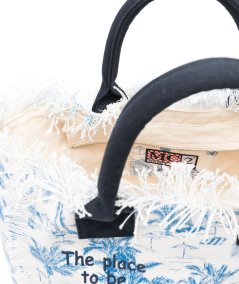 Borsa a spalla Vanity in canvas di cotone a fantasia
