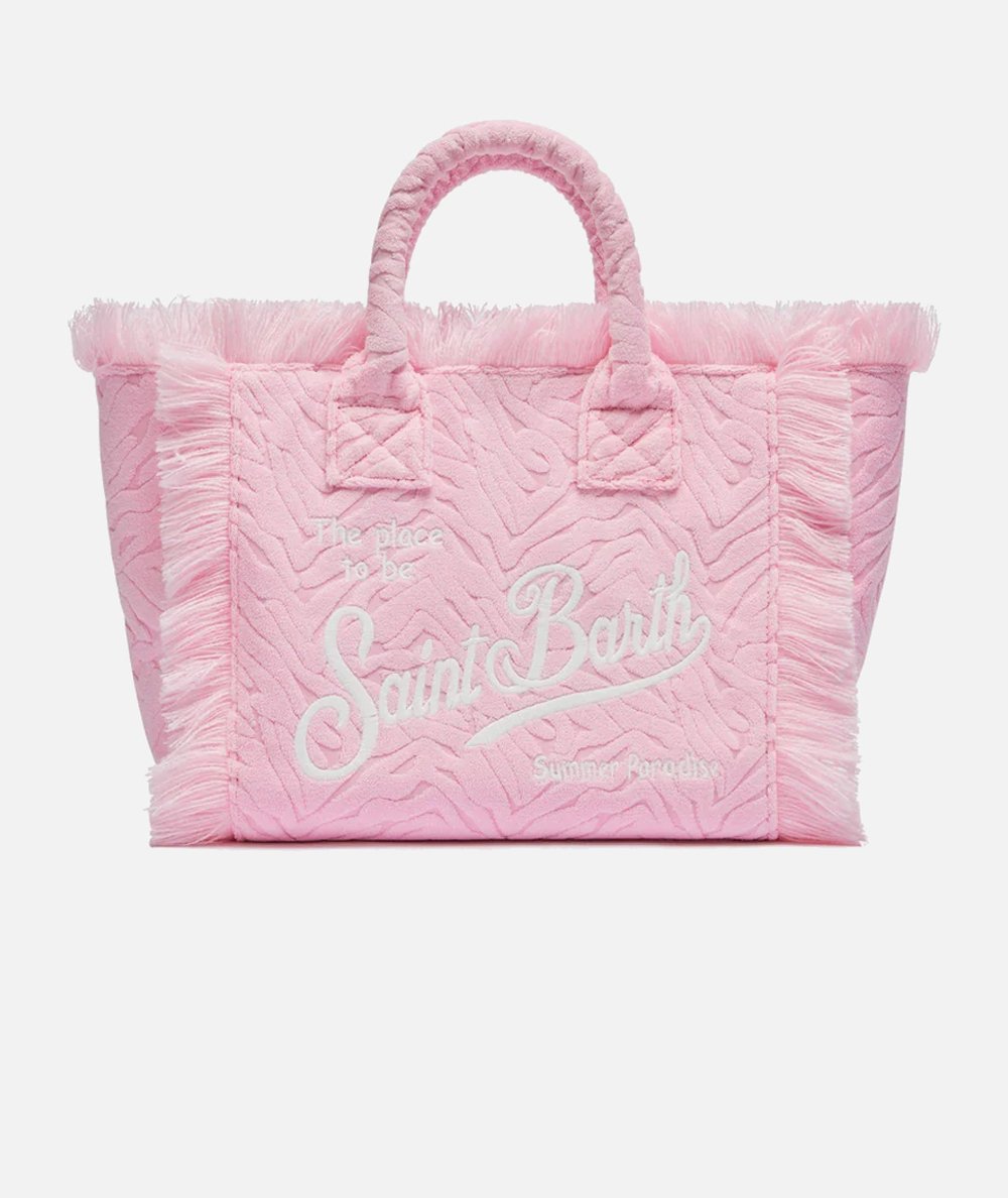 Borsa Colette in spugna rosa con stampa zebrata in rilievo