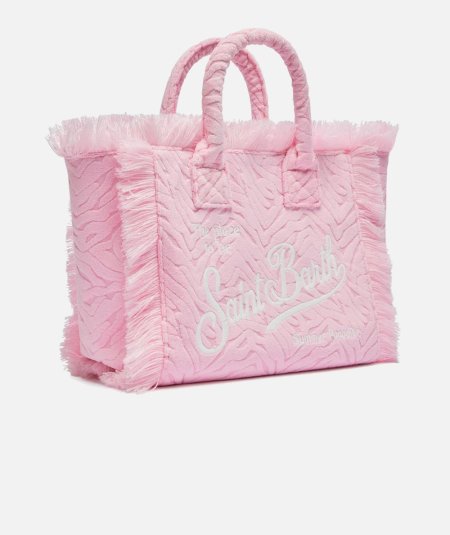 Borsa Colette in spugna rosa con stampa zebrata in rilievo