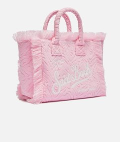 Borsa Colette in spugna rosa con stampa zebrata in rilievo