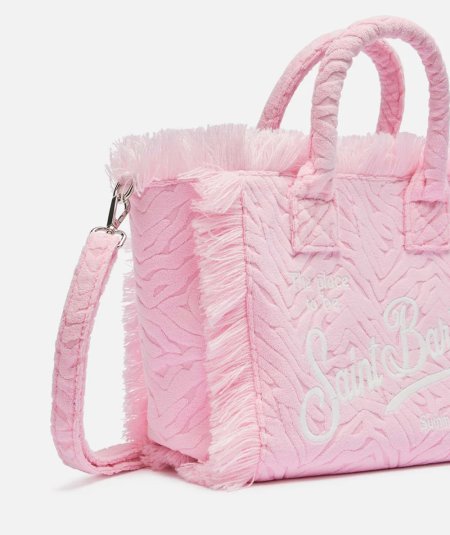 Borsa Colette in spugna rosa con stampa zebrata in rilievo