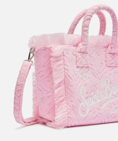 Borsa Colette in spugna rosa con stampa zebrata in rilievo