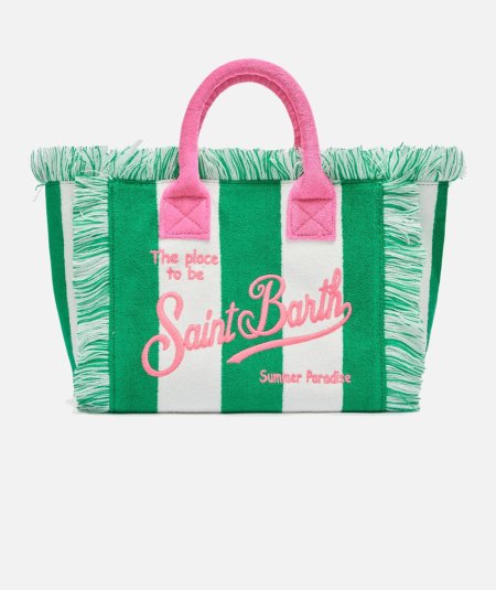 Borsa Colette in spugna verde con stampa a righe verdi - Duepistudio ***** Abbigliamento, Accessori e Calzature | Uomo - Donna