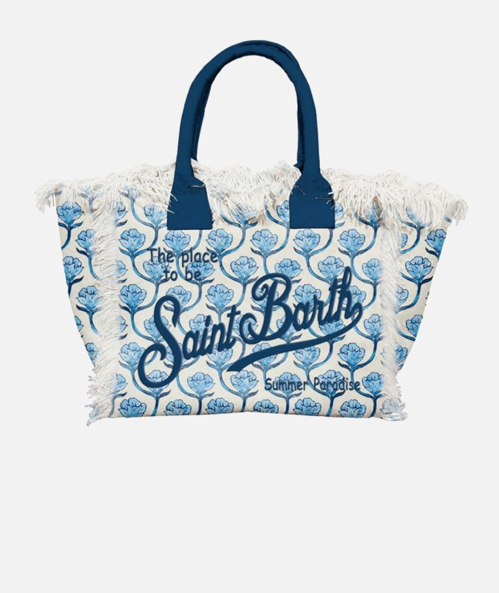 Borsa a spalla Vanity in canvas di cotone a fantasia