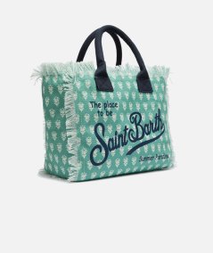 Borsa a spalla Vanity in canvas di cotone con stampa floreale