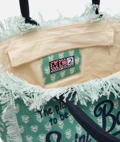 Borsa a spalla Vanity in canvas di cotone con stampa floreale