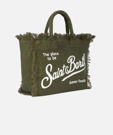 Borsa tote in lino Vanity con logo Saint Barth
