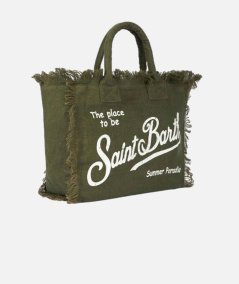 Borsa tote in lino Vanity con logo Saint Barth