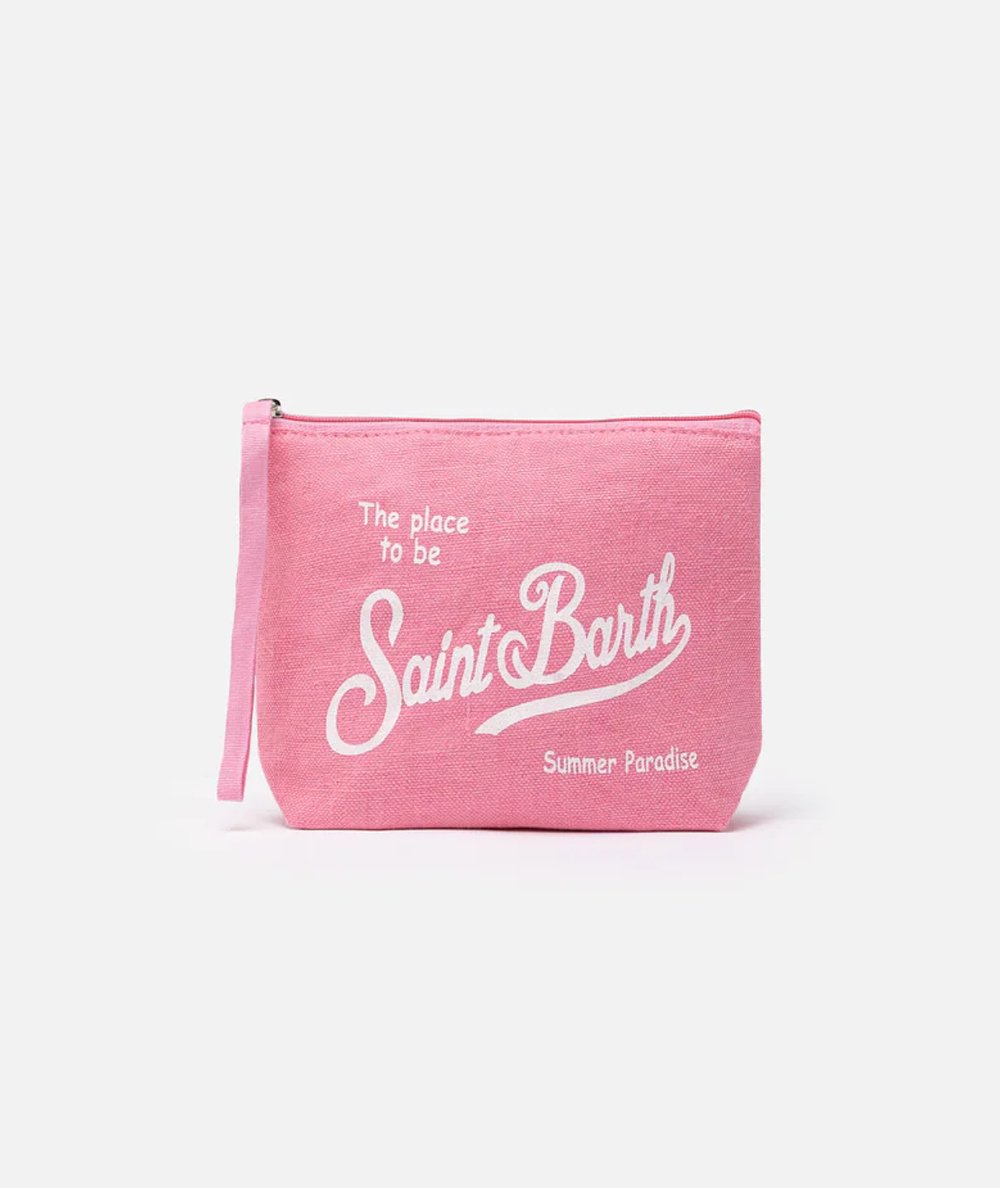 Pochette Aline in lino rosa