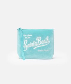 Pochette Aline in velluto verde acqua