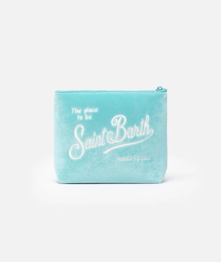 Pochette Aline in velluto verde acqua