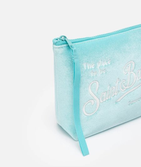 Pochette Aline in velluto verde acqua