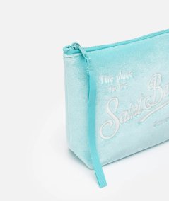 Pochette Aline in velluto verde acqua