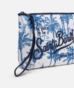Pochette Aline in scuba con stampa toile de jouy