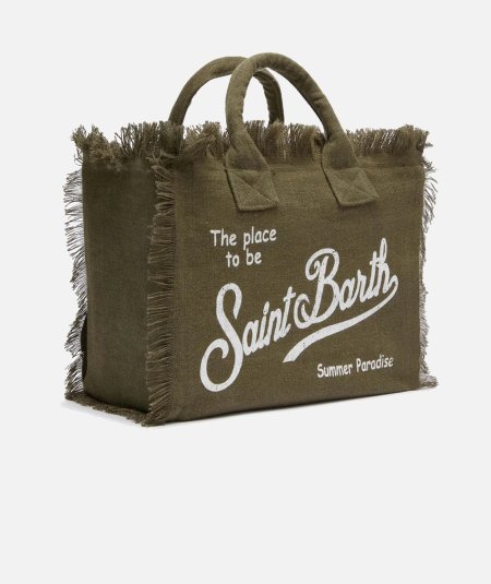 Borsa Colette in lino verde militare