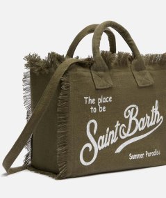 Borsa Colette in lino verde militare