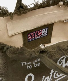 Borsa Colette in lino verde militare