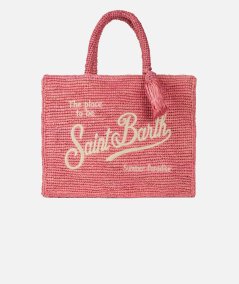 Borsa Colette in rafia rosa con ricami