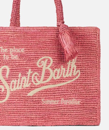 Borsa Colette in rafia rosa con ricami